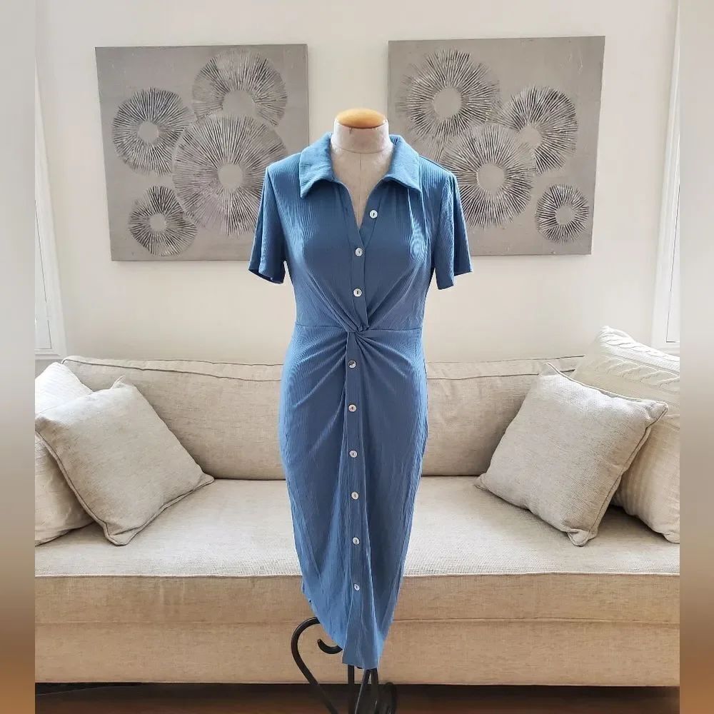Gaovot Short-Sleeve Bodycon Shirt Dress Size Small